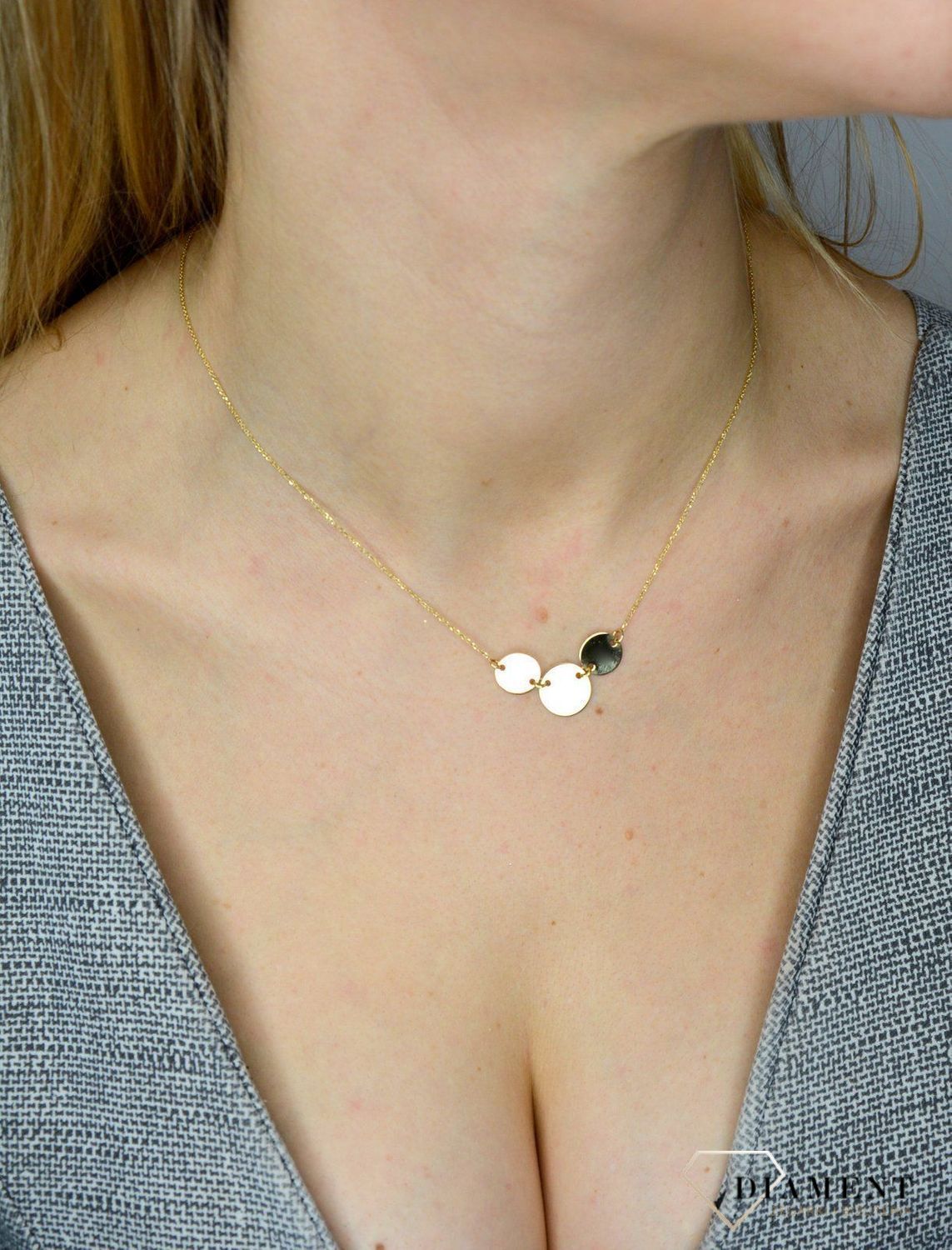 Naszyjnik złoty próby 585 z okrągłymi blaszkami NA 472  Jest to idealny pomysł na prezent dla ukochanej, który został wykonany z wysokiej jakości 14-karatowego żółtego złota..jpg